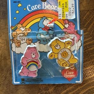 Vintage Care Bears Ponytail Holder Hair Clip Barrette Tenderheart Sunshine '83
